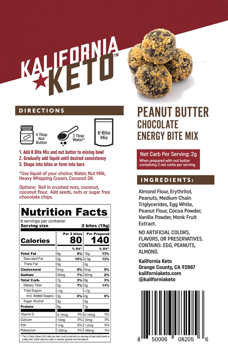 Peanut Butter Chocolate Keto No Bake Energy Bite Fat Bomb Mix Nutrition Panel