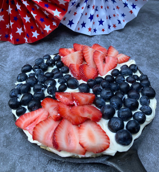 Red White and Blueberry Shortbread Cookie Skillet