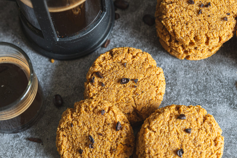 Pumpkin Spice Latte Keto Cookies with Coffee and Crushed Coffee Beans