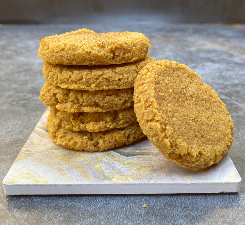 Stack of Keto Pumpkin Spice Cookies on Marble Plate